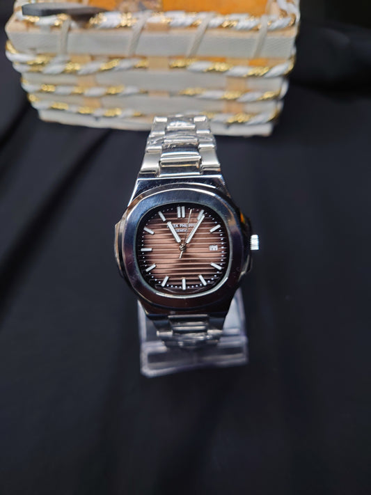Patek Philippe Nautilus Light Brown Dial Stainless Steel Luxury Watch