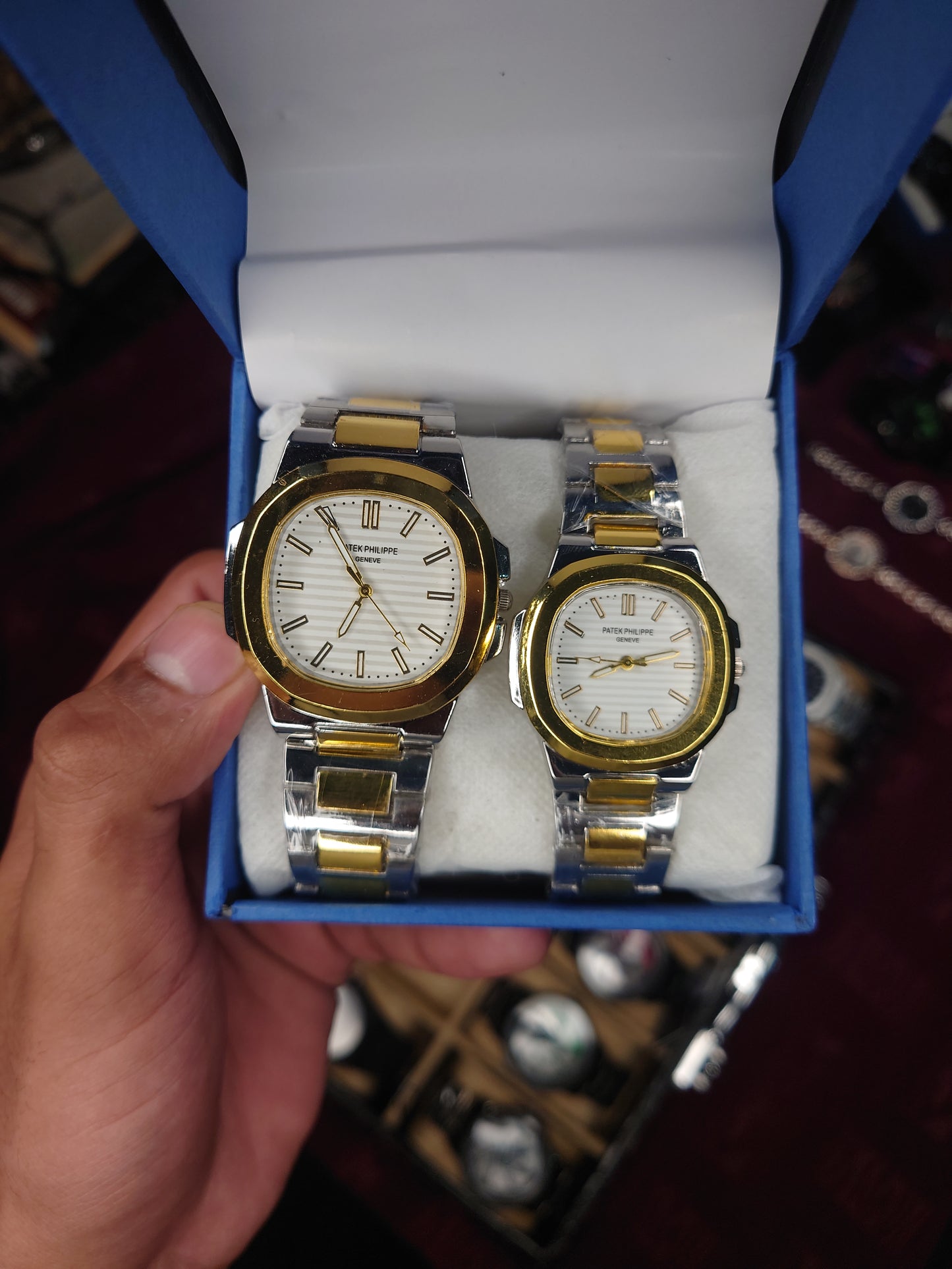 Golden & Silver Patek Philippe Couple Watch – Stainless Steel Luxury Edition
