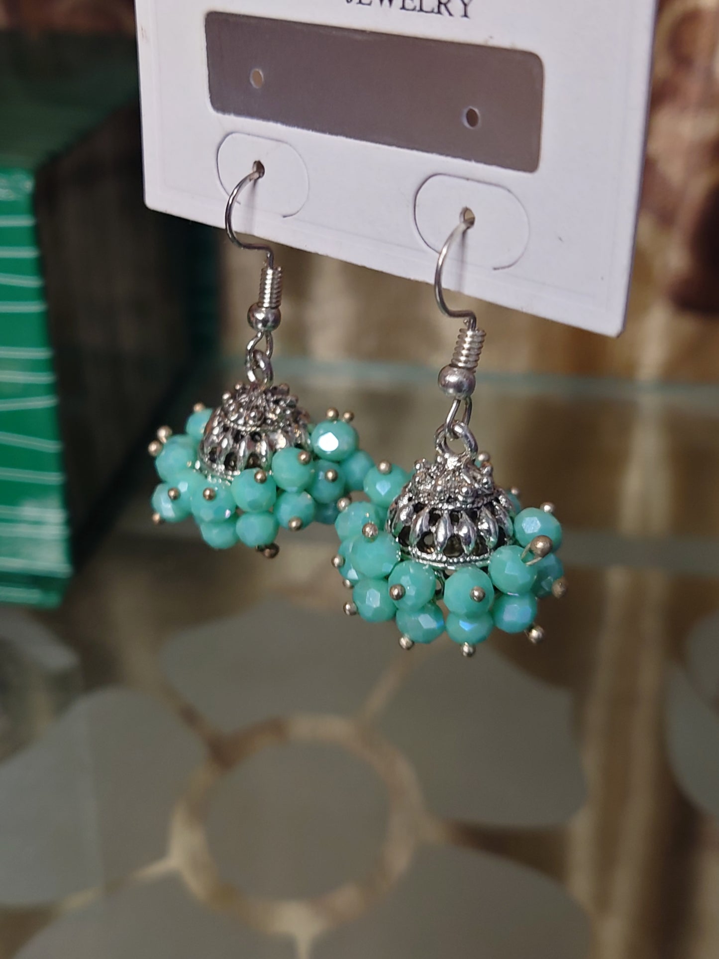 Handcrafted Crystal Bead Jhumka Earrings – 3 Elegant Colors
