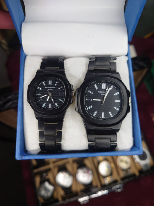 Luxury Black Patek Philippe Couple Watch – Stainless Steel Edition