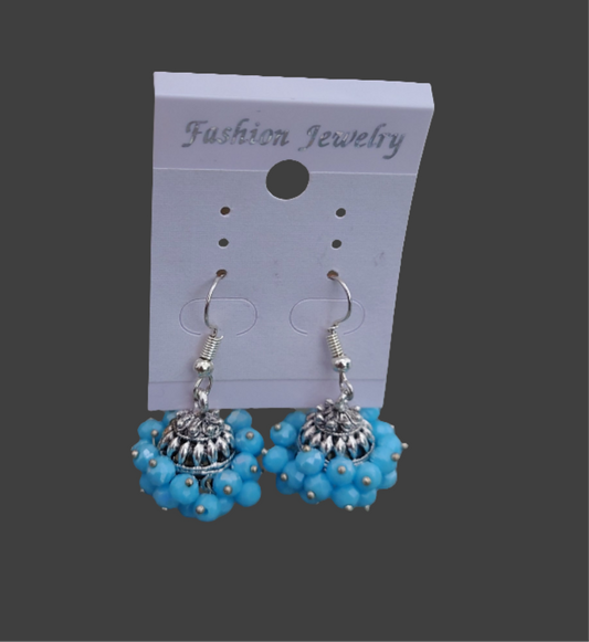 Handcrafted Crystal Bead Jhumka Earrings – 3 Elegant Colors