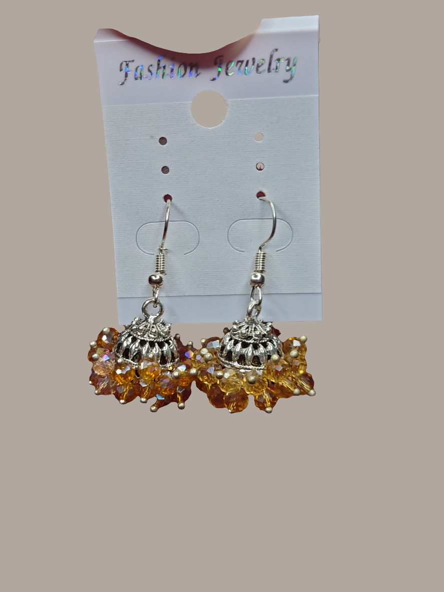 Handcrafted Crystal Bead Jhumka Earrings – 3 Elegant Colors